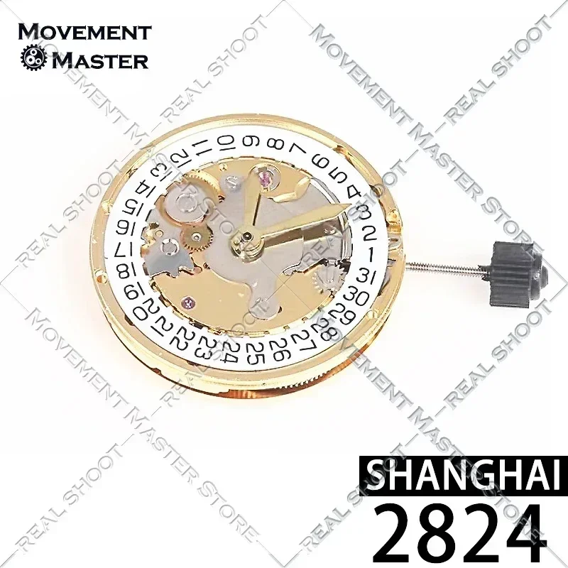 new Shanghai Caliber 2824 Automatic Mechanical Movement Date At 3 Silver Gold Watch Movement Accessories