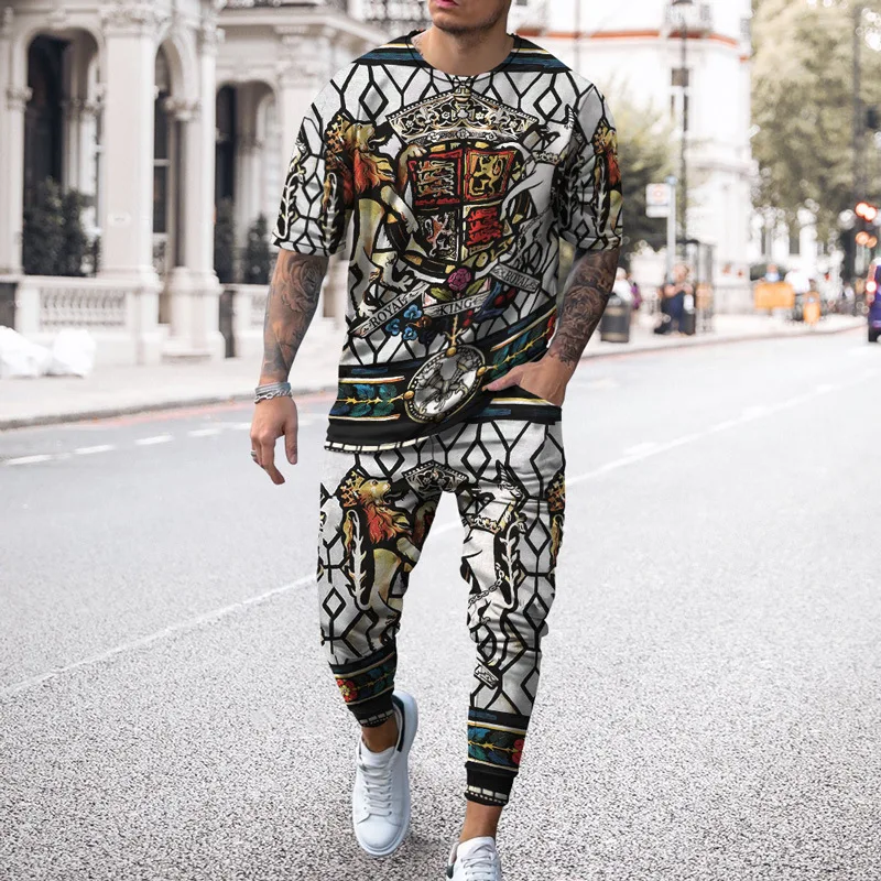 2022 Summer Men Fashion Tracksuit 3D Printed Suit All-Match Clothes Outfit Short Sleeve Casual Minimalist Set Tracksuits