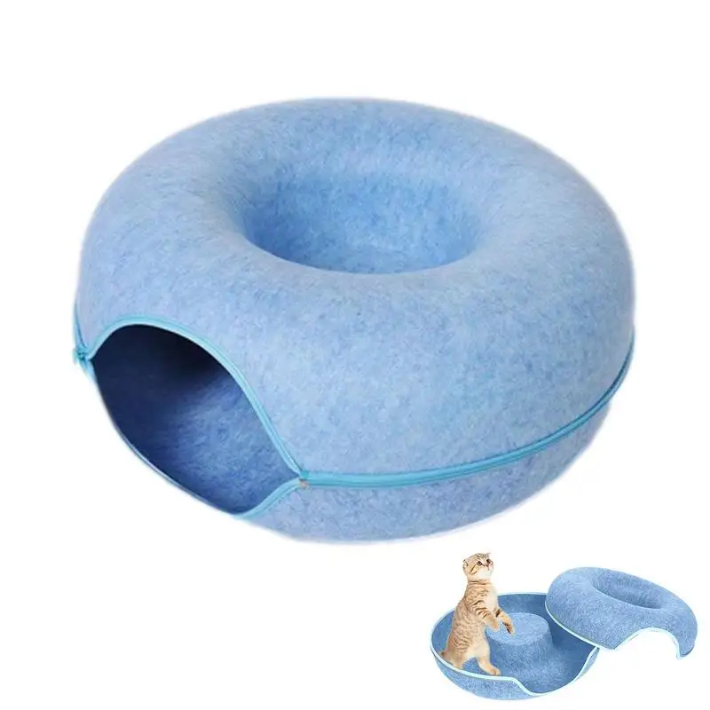 Pet Cat Tunnel Bed With Smart Zipper Design Donut Interactive Game Toy Indoor Kitten Training Sports Equipment Pet Supplies