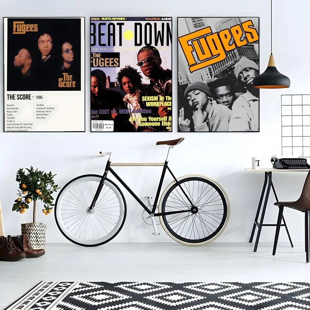 Band HipHop F-Fugees The Score Poster Sticky Poster Paper Sticker DIY Room Bar Cafe Wall Decor Gift