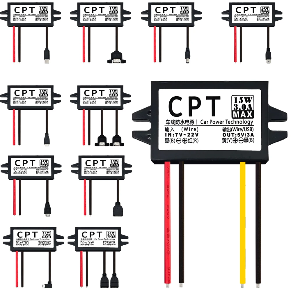 DC-DC Step Down Buck Converter Power Supply Module 12V to 5V 3A 15W for Car Male Female USB Mini USB Micro USB Adapter