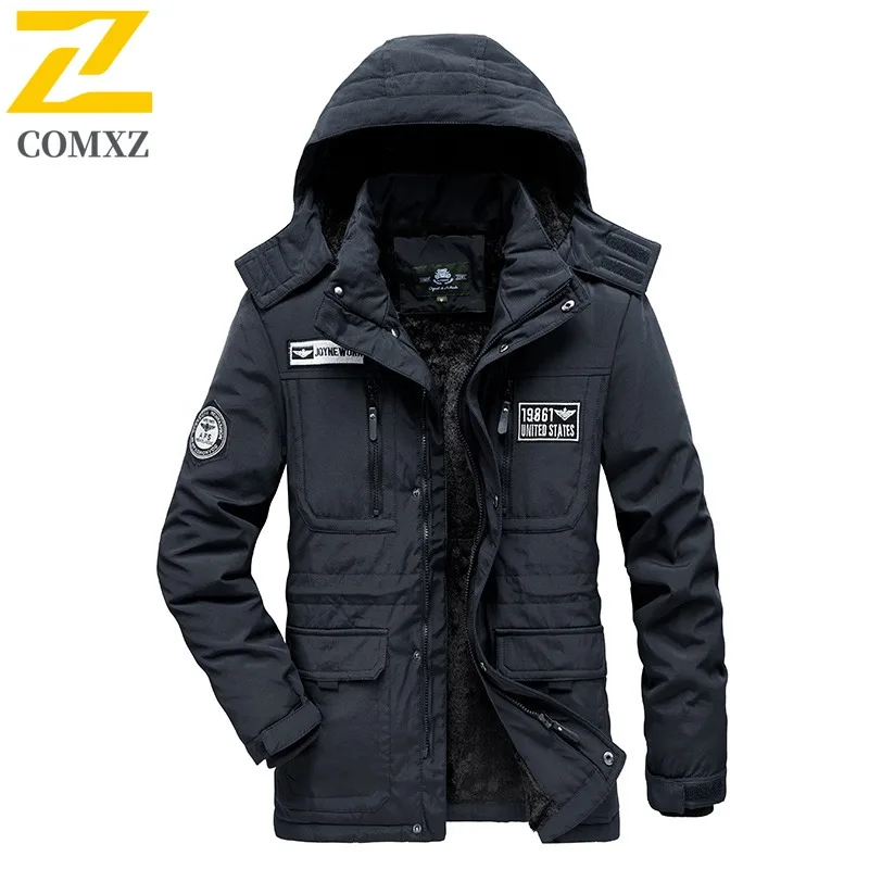 

COMXZ 2025 Men Winter Jacket Fleece Lined Thickened Cold Resistant Coat Leisure Outdoor Sports Warm Lightweight Windbreaker