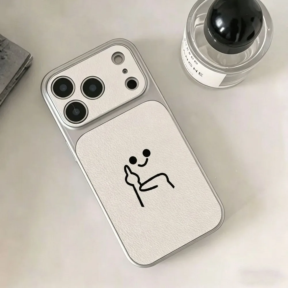 Creative Cute Sheepskin Line Small Person Large Window Silicone Phone Case for IPhone 16 17 ProMax 13 14 15 Plus Back Cover Gift