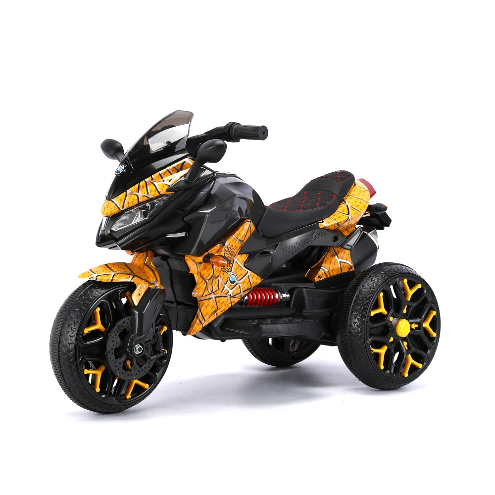 12V Kids Electric Motorcycle - 3-Wheel Ride-On Toy with Training Wheels, Manual Throttle, LED Light-Up Wheels & PU Seat