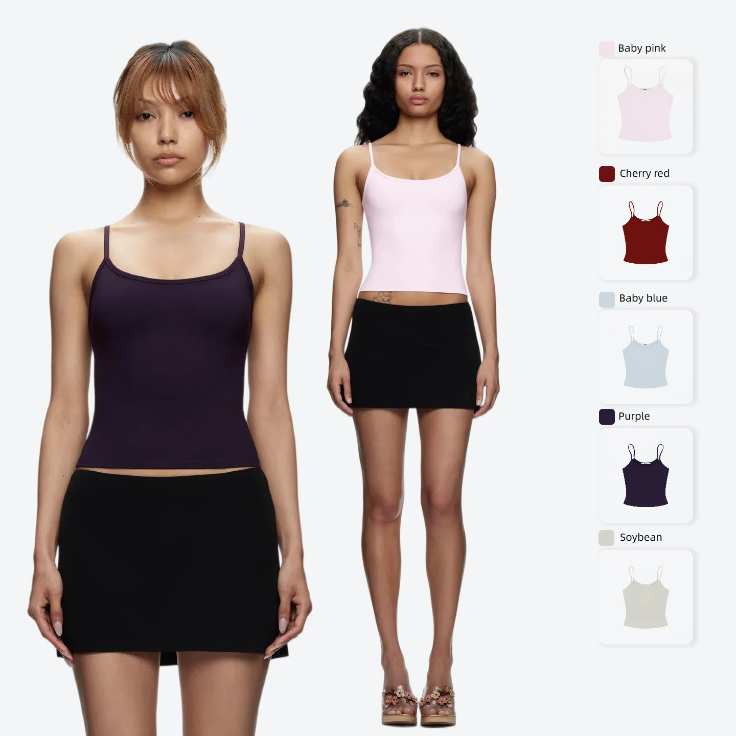 Tank Baby Pink Strappy Top. New Color, Very Beautiful. Slimming Solid Color Strappy Vest.
