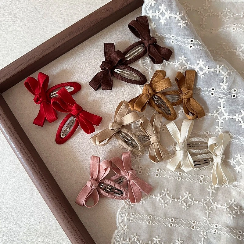 Baby Hair Clips Leaf Colors Series Cotton Belt Bow Children's BB Clips Bangs Hairclips Side Hair Accessory New Autumn and Winter
