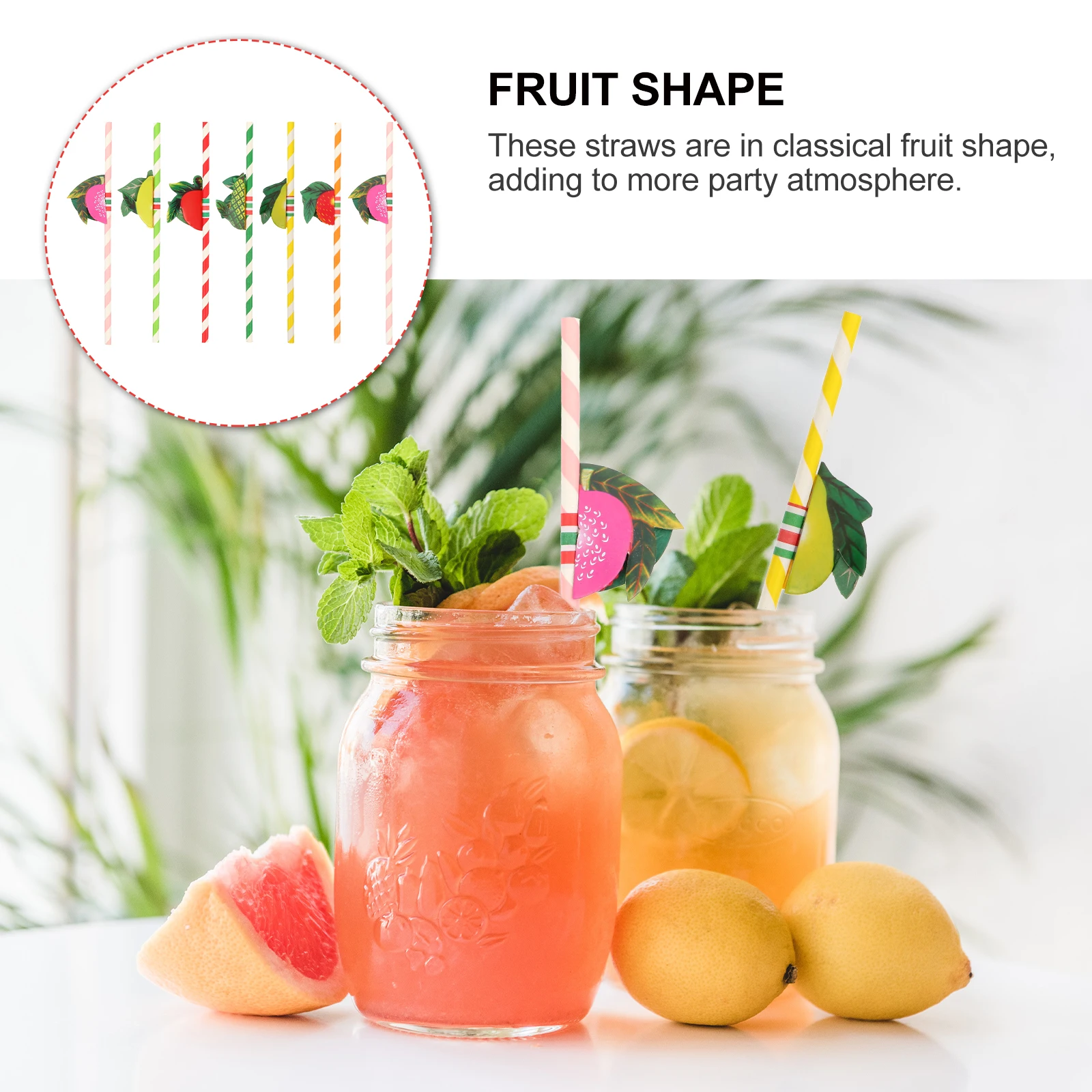 

50Pcs Fruit Shape Paper Hawaii Straws Party Supplies Disposable Drinking Straws Summer Party Paper Pipet Decoration