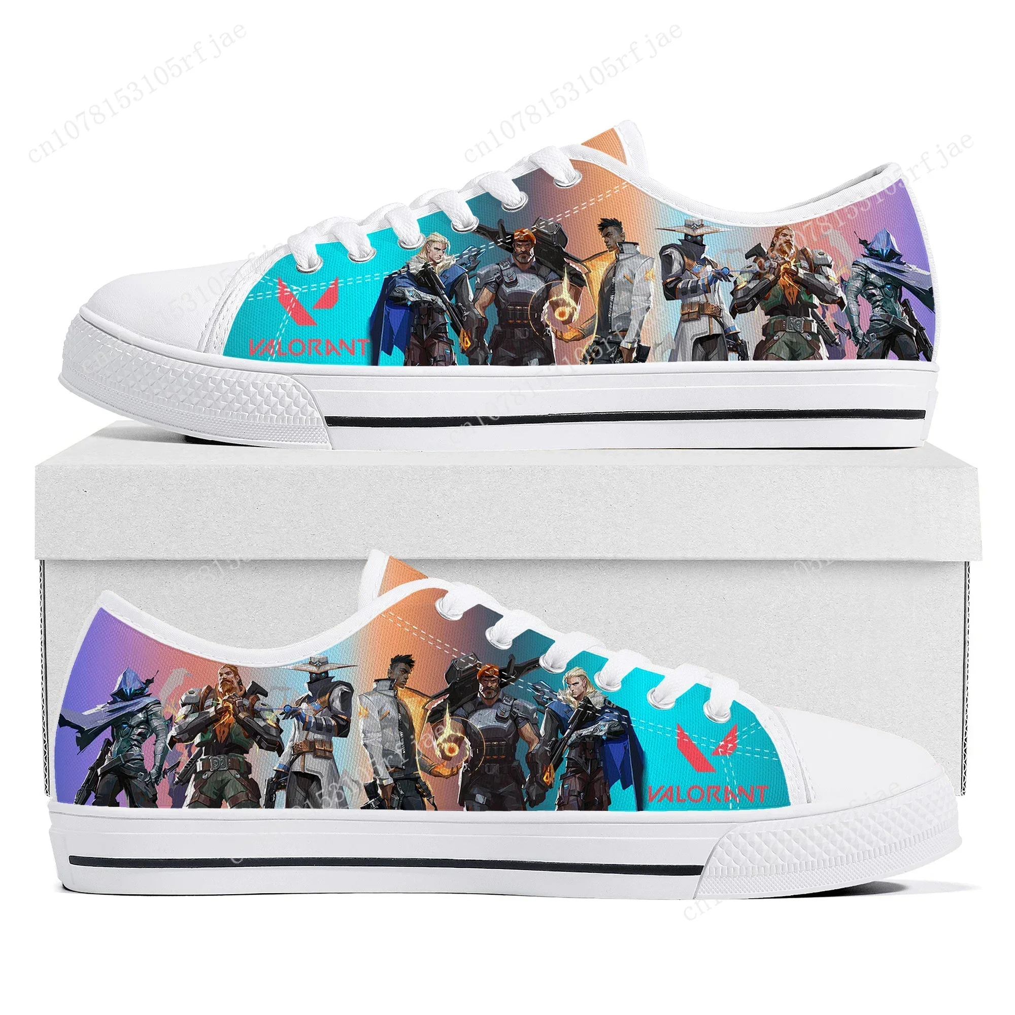 Agent Manga Cartoon Game Valorant Low Top Sneakers Womens Mens Teenager Canvas Sneaker Couple Custom Built Shoes