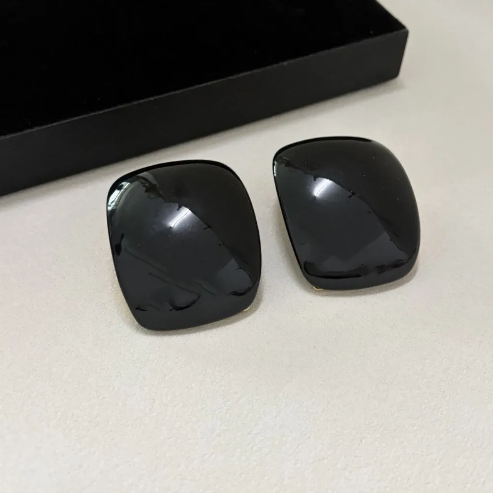 Curved Square Exaggerated Square Earrings Resin Metal Arc Block Statement Earrings Large Stud Earrings Party Daily Accessories
