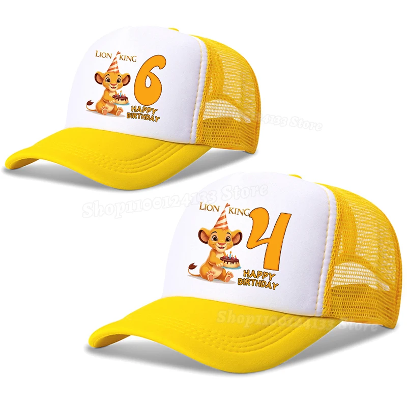 

Lion King Baseball Cap Boy Adult Cute Disney Birthday Number 1-10 Years Anime Kids Hat Outdoor Casual Sunshade Summer Party Gift