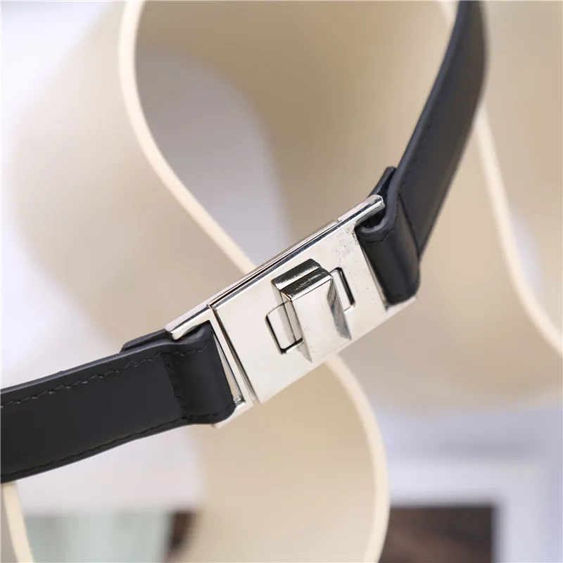 High Quality Black Leather Buckle Belt Simple and Usable for All Seasons Double Sided Top Layer Luxurious Women's Belt