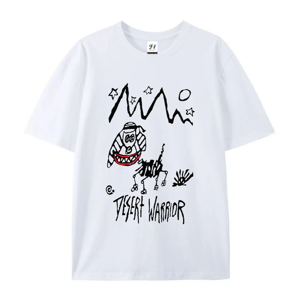 Women Desert Warrior Doodle Print T Shirt Funny Cartoon Graphic Tee Summer Short Sleeve Top Casual Streetwear Fashion Clothing