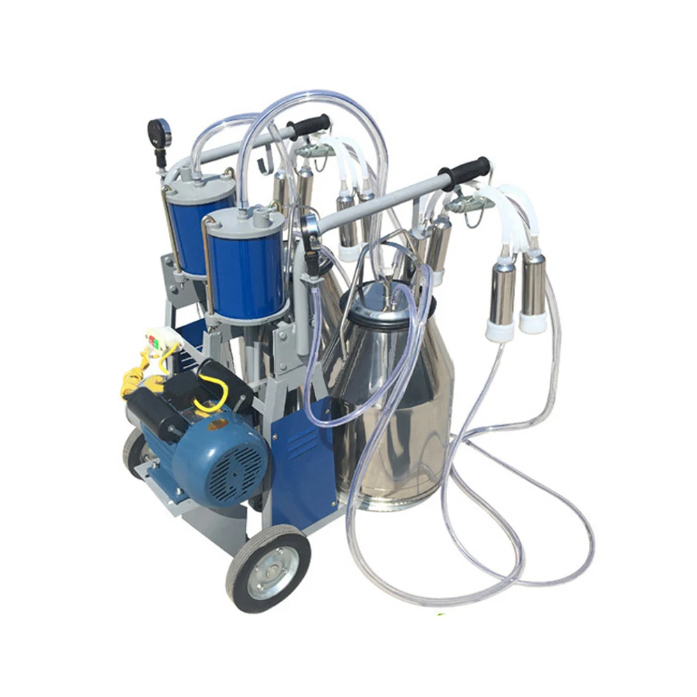High-quality mobile piston double-barrel cow milking machine is sold at a cheap price