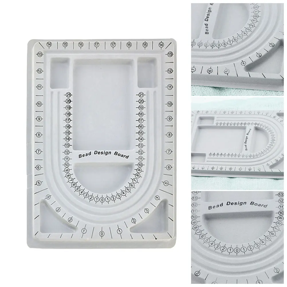 

2pcs Flocked Bead Design Boards Jewelry Making Tray For Necklace Bracelet Diy Projects Craft Organizer Storage Grey