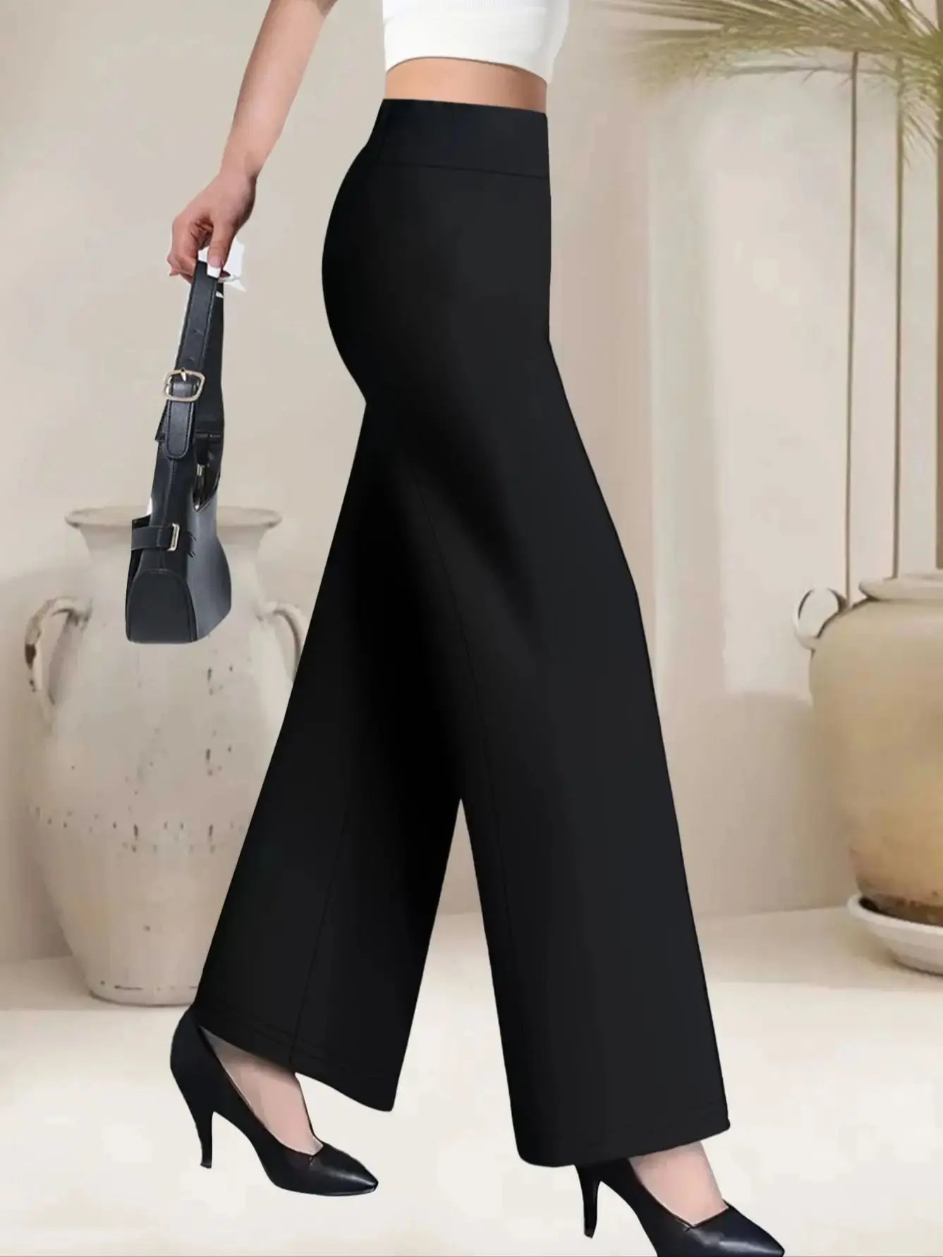 1 Paar hochtaillierte Hosen mit geradem Bein – elegante Hosen für Damen, vielseitig einsetzbar für Frühling, Sommer, Herbst und Winter, geeignet für das Büro. – Detail 2