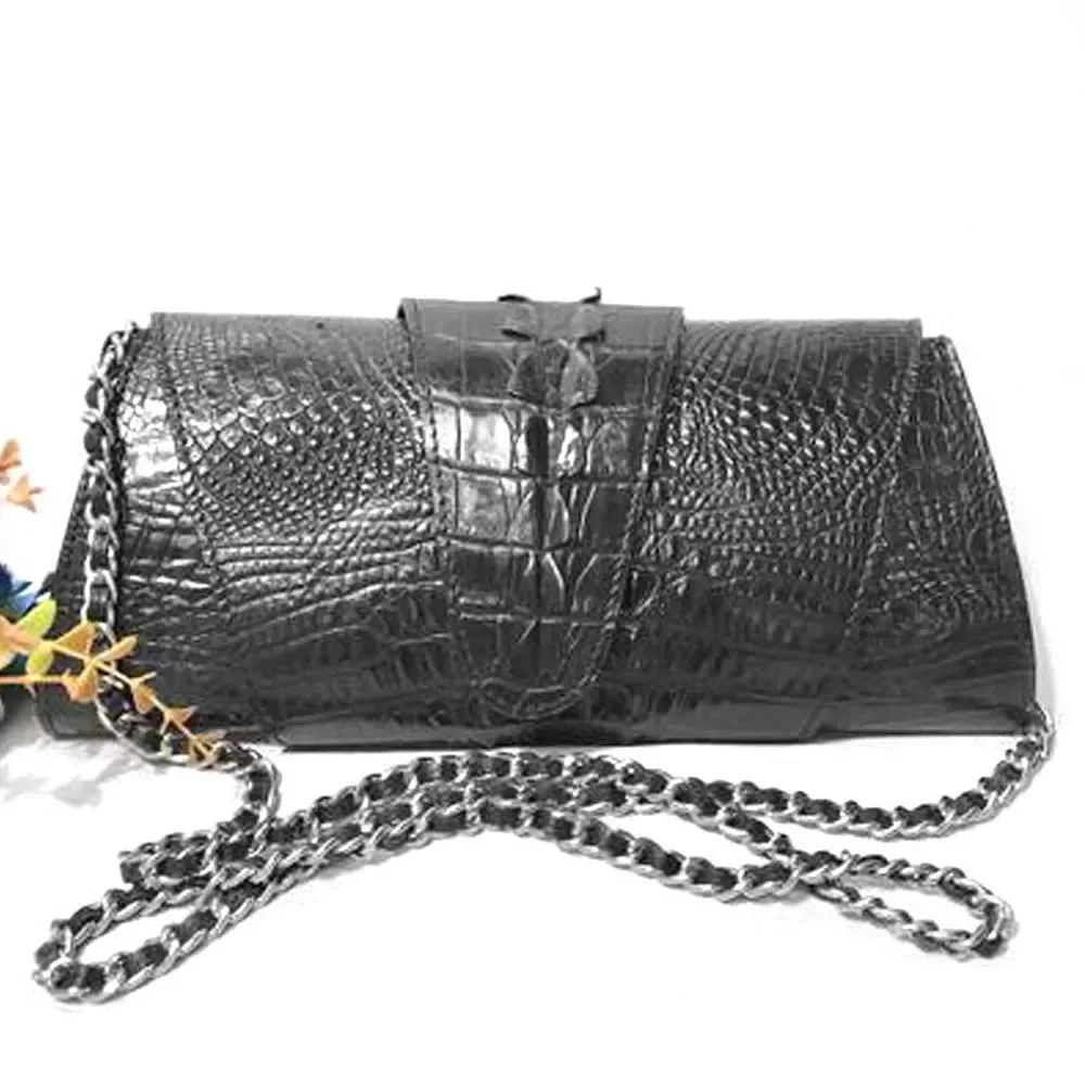 

hongsen new arrival crocodile leather female chain bag Single shoulder crocodile leather fashion Evening women