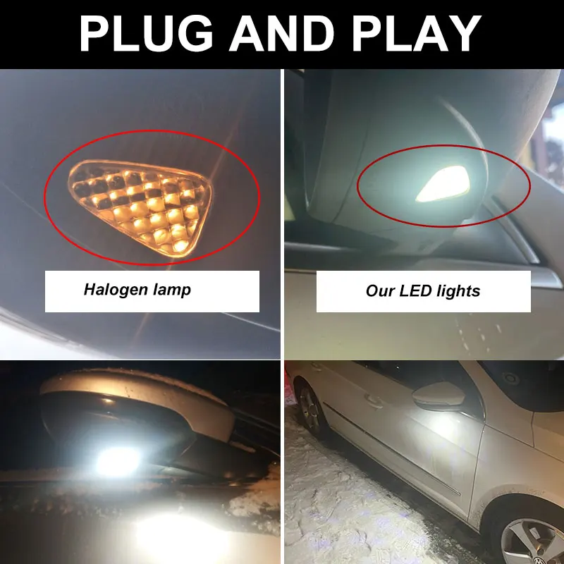 2X For Volkswagen Passat B7 2011-2019 Passat CC 09-12 LED Puddle Light Bulb Under Side Mirror Light No Error Led Puddle Lamp view 3