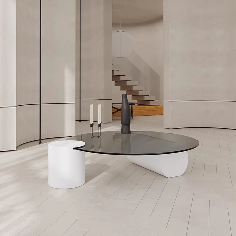 

Clear Round Photo Coffee Table Album Designer Glass Unique Coffee Table Transparent Aesthetic Mesas Bajas Postmodern Furniture