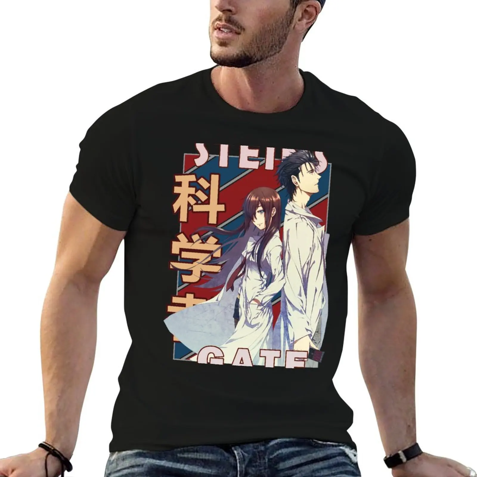 Rintarou Okabe and Kurisu Makise Steins Gate Shutainzu Gēto Zero Anime design| Gift T-Shirt Sweat Resistant Workout Tee Shirt