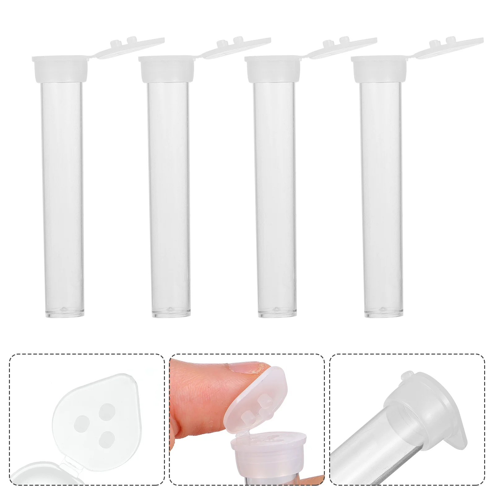 

100Pcs Test Tube Bottles Cylindrical Plastic Tubes Three Holes Lid Lightweight Storage Containers for Experiments Liquid Storage