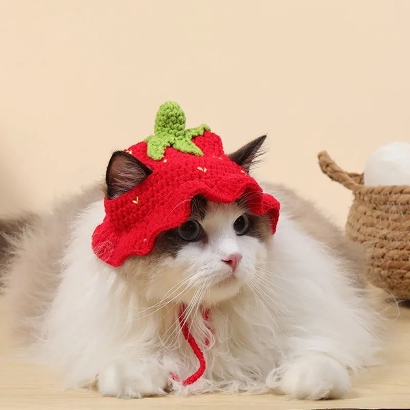 Autumn Winter Cat Hat Elastic Cute Refined Pet Hat Puppy Kittens Knitted Hat Party Photo Shoot Props Decoration Cat Accessories