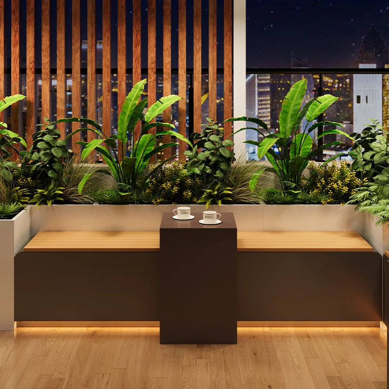 LTT Seat Flower Box Solar Wireless Charging Chair Pedestrian Street Park Waiting Chair