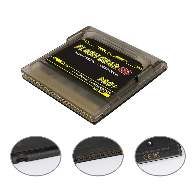 خرطوشة ألعاب Flash Gear Pro+ الجديدة لعام 2023 لوحدة تحكم Sega Game Gear GG مع ألعاب، شفافة