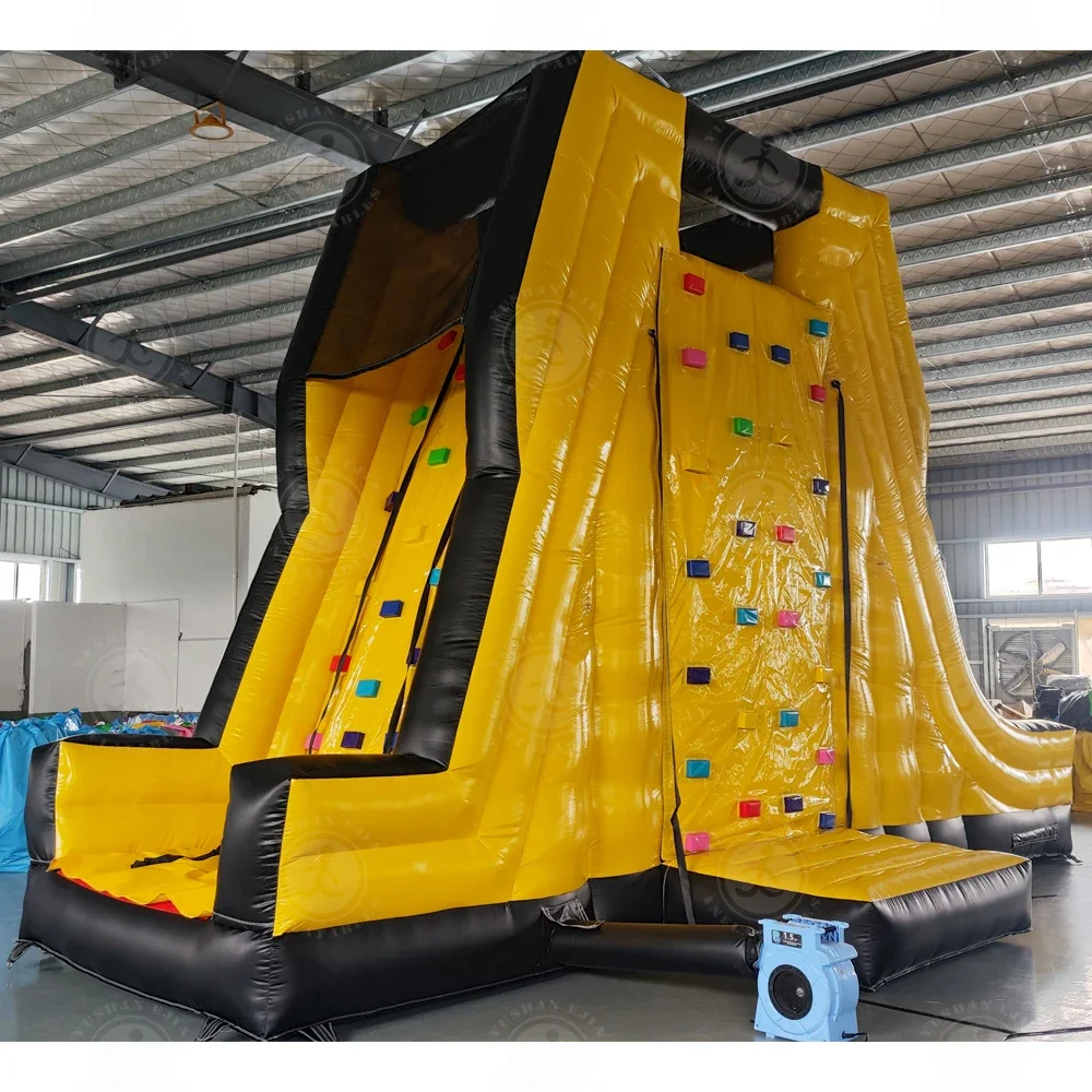 

Amusement park games indoor outdoor inflatable rock climbing wall with slide for adults and kids