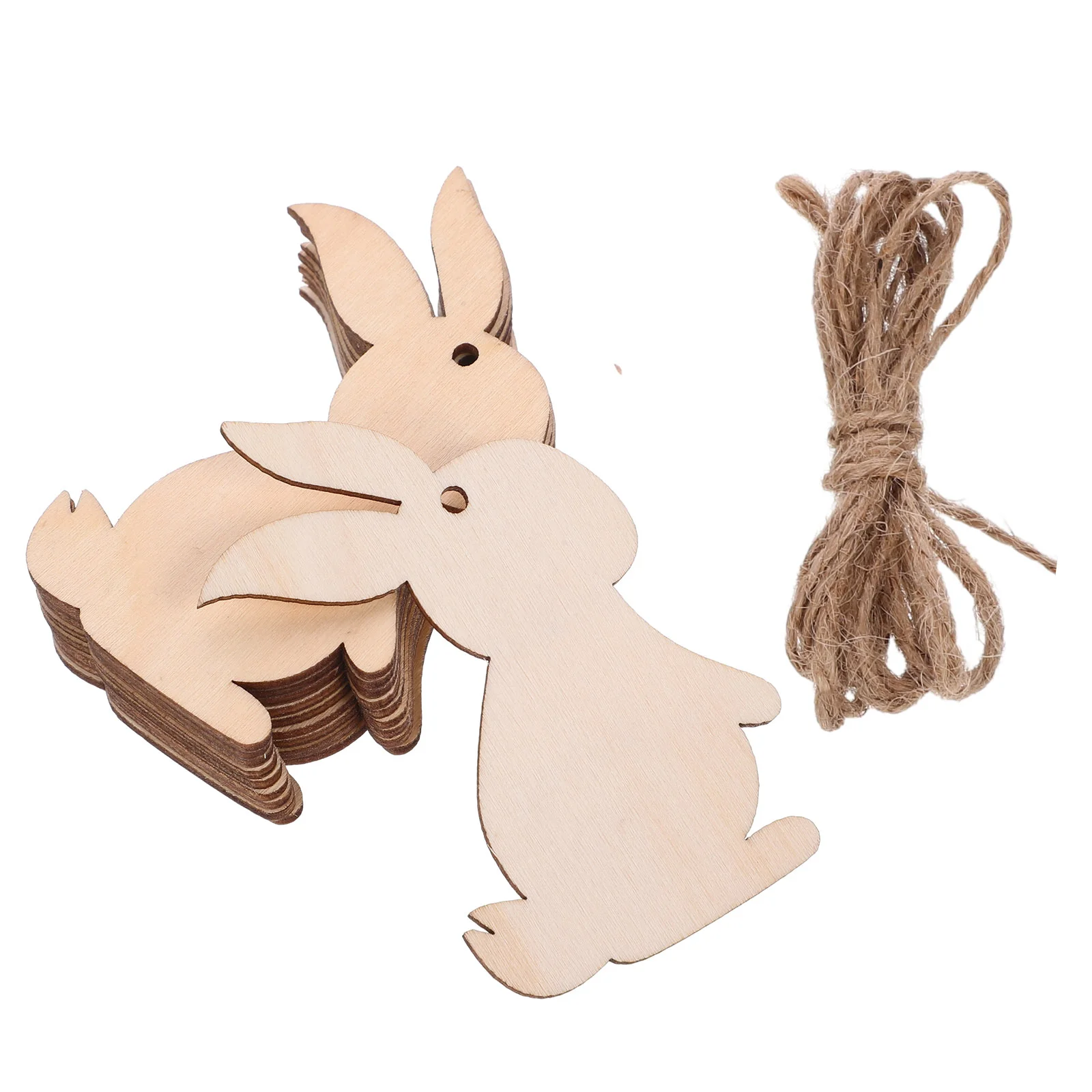 

30pcs Wooden Hanging nament Easter Decorations Unfinished Wood Slices Bunny Shape Crafts Paint Wooden Chips