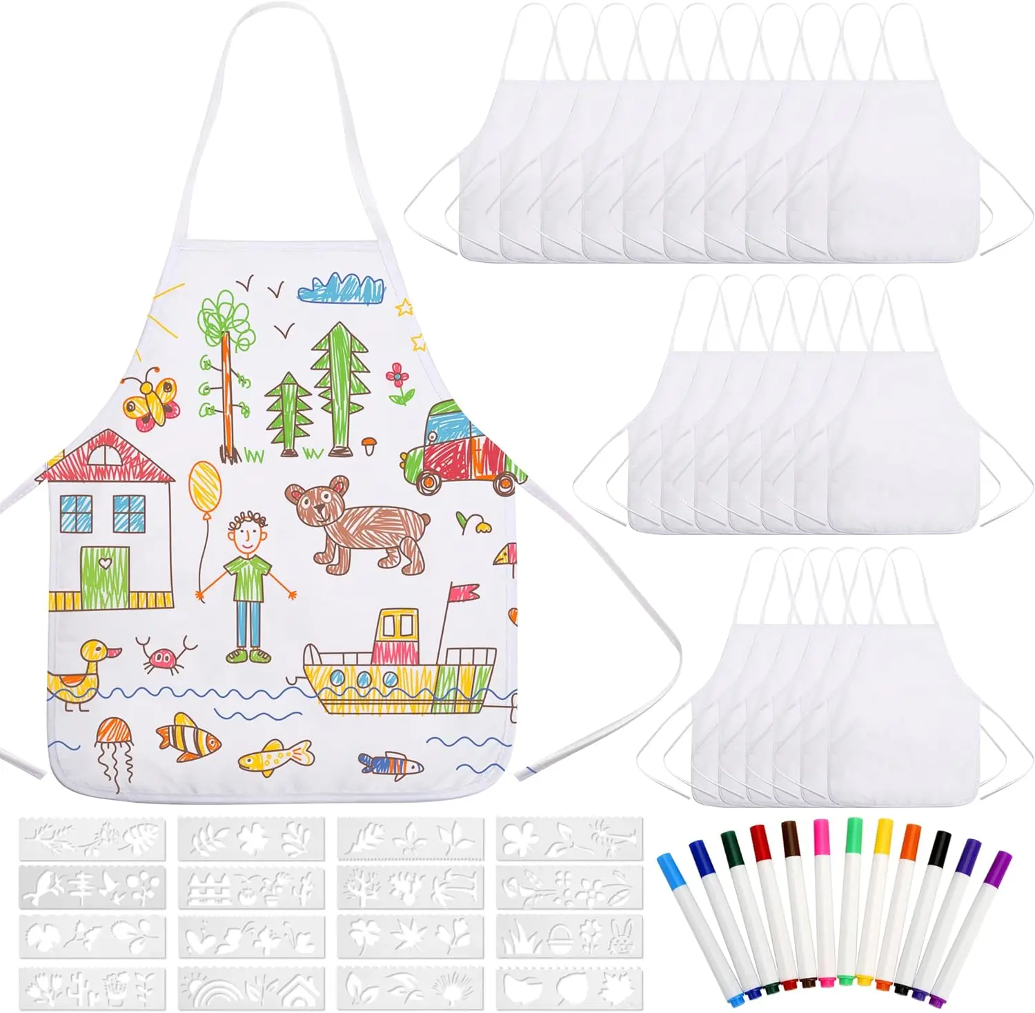 

Набор для творчества из 52 предметов: фартук, цветные ручки и трафареты для рисования, для занятий на кухне и приготовления пищи