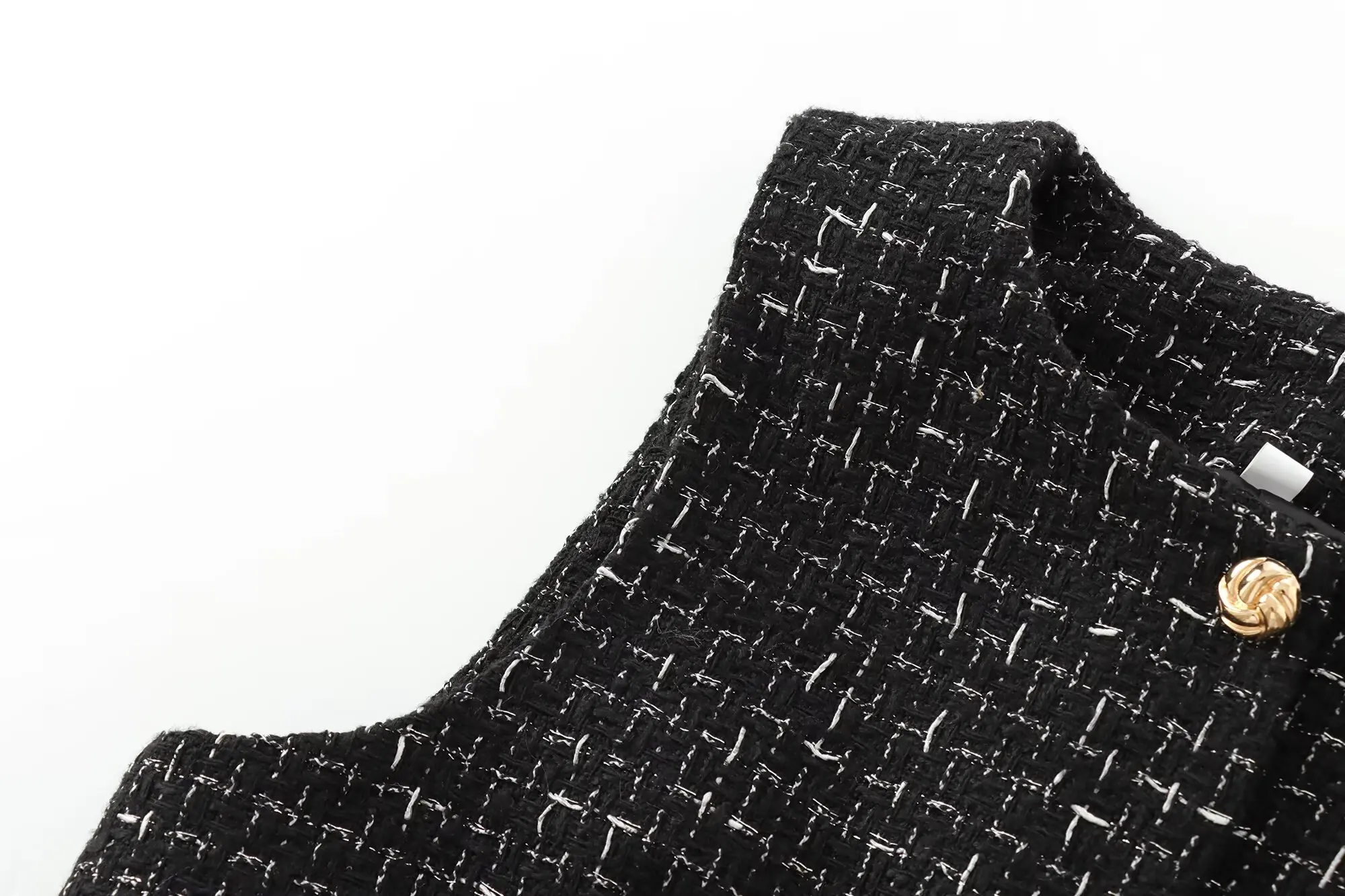 صدرية ذهبية قصيرة مزخرفة بالأزهار للنساء ، رقبة مستديرة ، بلوزة أنيقة بدون أكمام ، زخرفة بأزرار ، موضة كلاسيكية غير رسمية ، جديدة