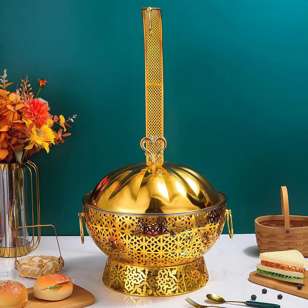 골드 럭셔리 히터 호텔 케이터링 장비 서버 샤핑 디쉬 뷔페 음식 보온기