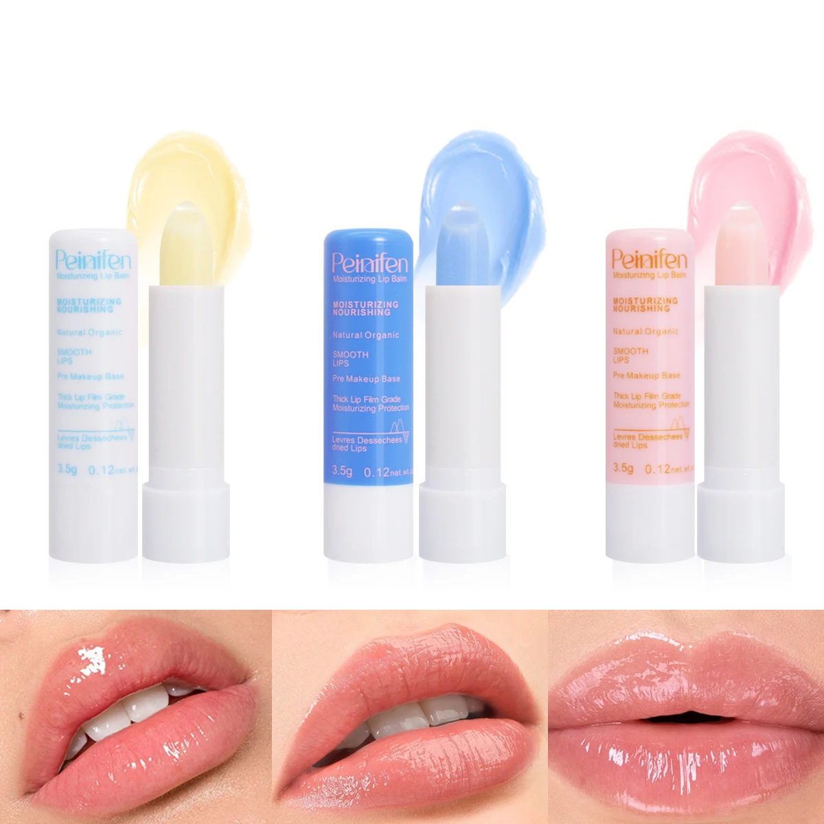 3 pieces of coconut flavor lipstick set, natural appearance, cream texture, suitable for all skin types, ideal gift for girls
