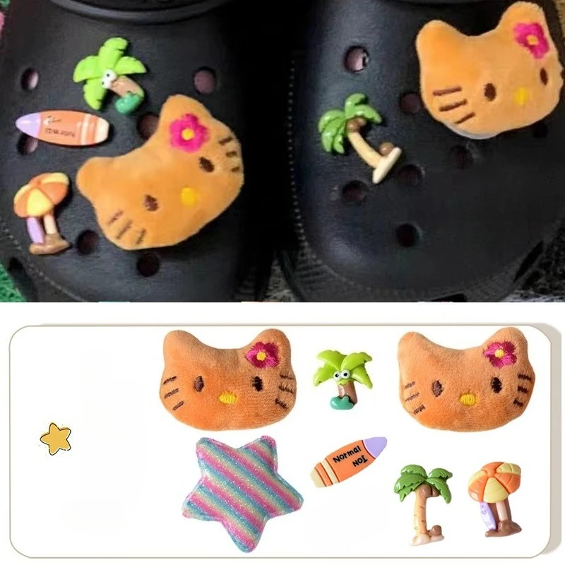 8pcs Fashion Kawaii Sanrio Hello Kitty Shoe Decorations Accessories Charms for Clogs Sandals Shoe Charms Gift Idea for Birthday