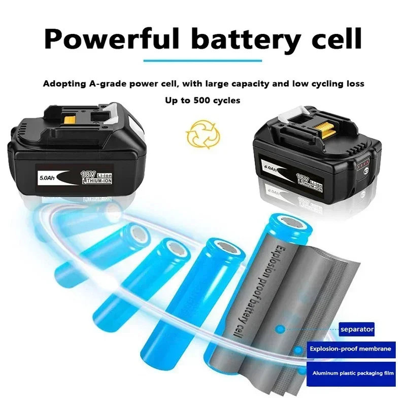 마키타 충전식 리튬 배터리, 최신 업그레이드 BL1860, 18V 12000mAh, 300 BL1840 BL1860B LXT 400 BL1830