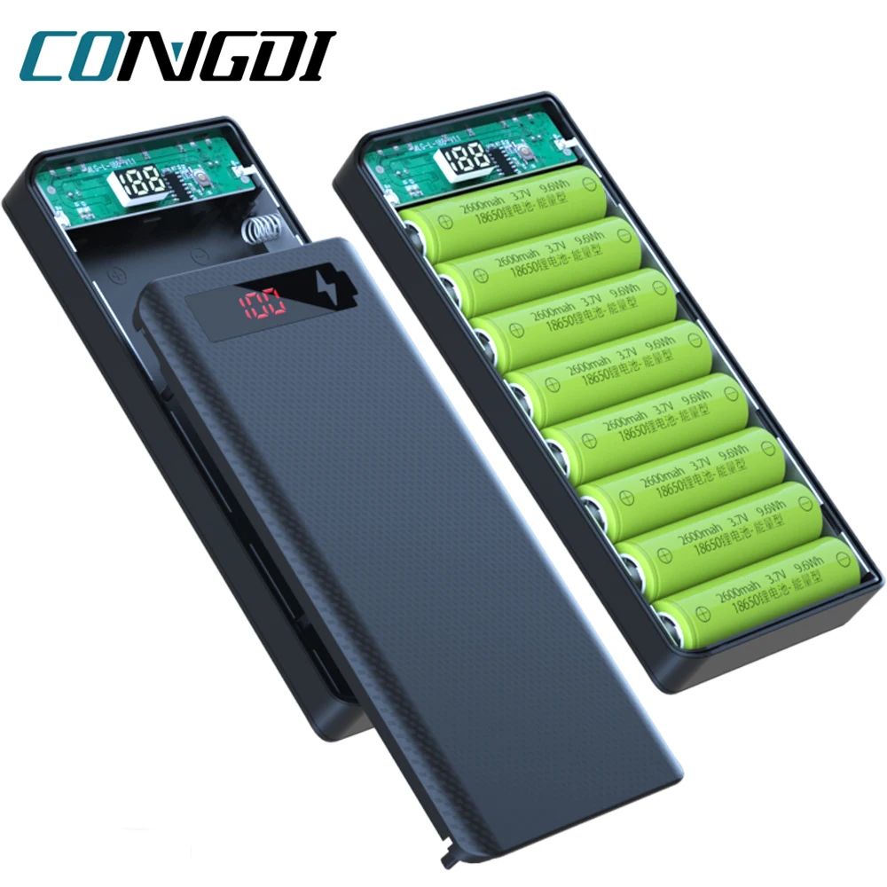 Coque de batterie externe double USB Micro USB Type C, 5V, coque de bricolage 18650, étuis de support, boîte de rangement de Charge de batterie détachable sans batterie