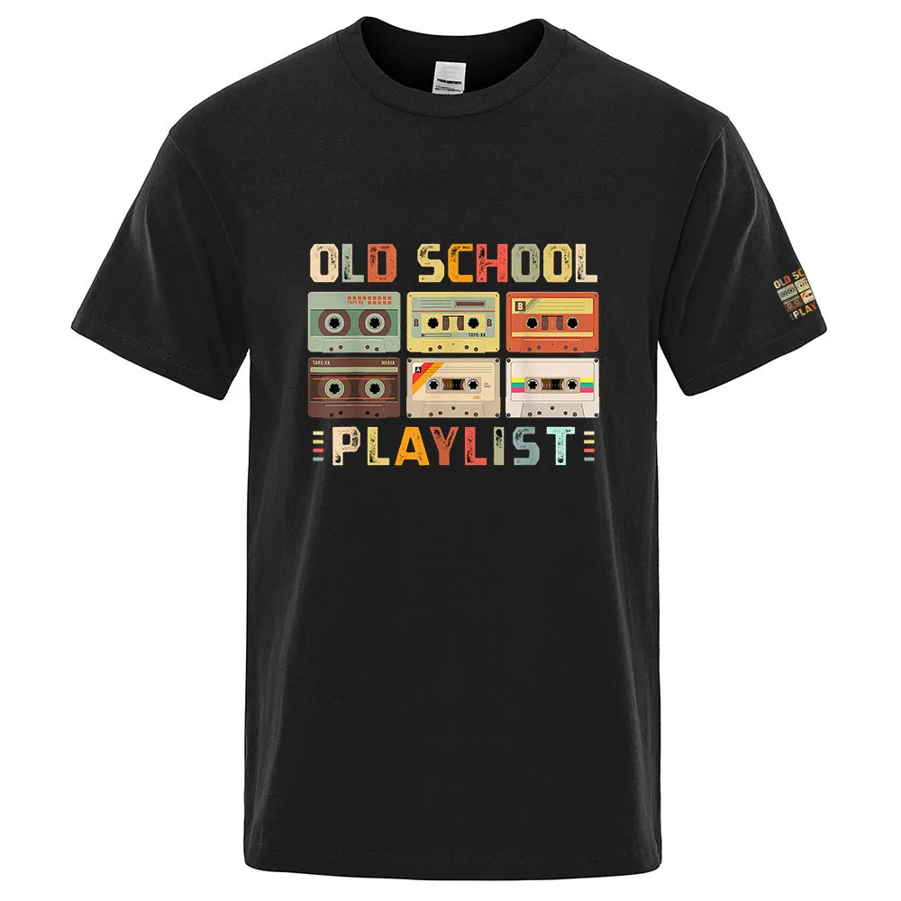 Cassette Tape Music 80s Retro Old School Playlist High Quality Understated Luxury Clothing Slim Fit Men's Casual T-Shirt