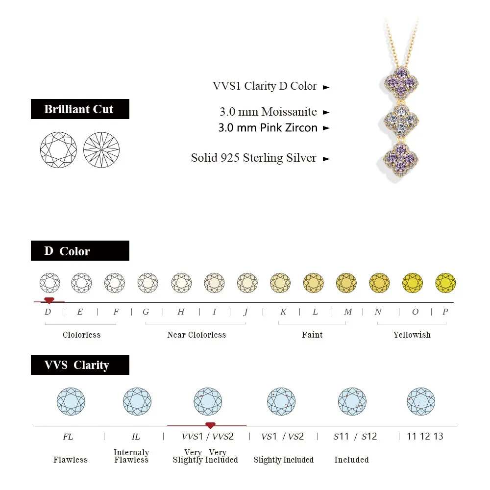 ATTAGEMS 2024 S925 Silver Necklace For Women Full D Color Moissanite Pendant Classic Engagement Wedding Jewelry Gift Top Quality