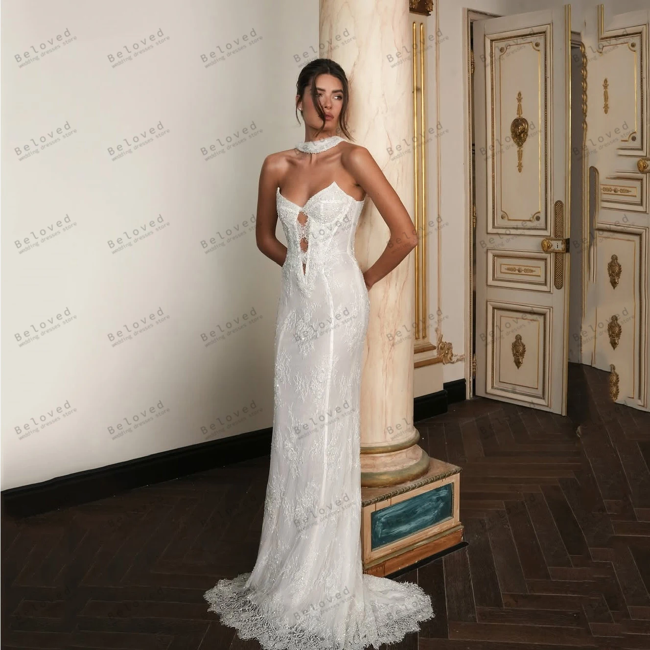 

Gorgeous Wedding Dresses Charming Bridal Gowns Lace Tiered Robes Strapless Modern Robes For Brides Vestidos De Novia Customized