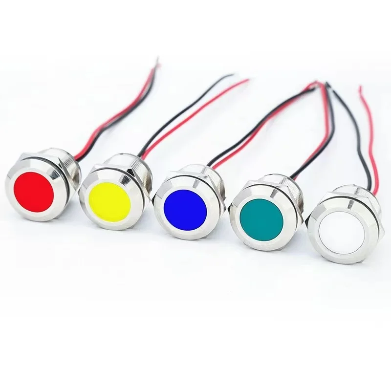 6mm 8mm 10mm 12mm 14mm 16mm 19mm Warning Indicator Signal Indicator Line 1pcs 3V 5V 12V 24V 110V 220 Waterproof IP65 Metal LED