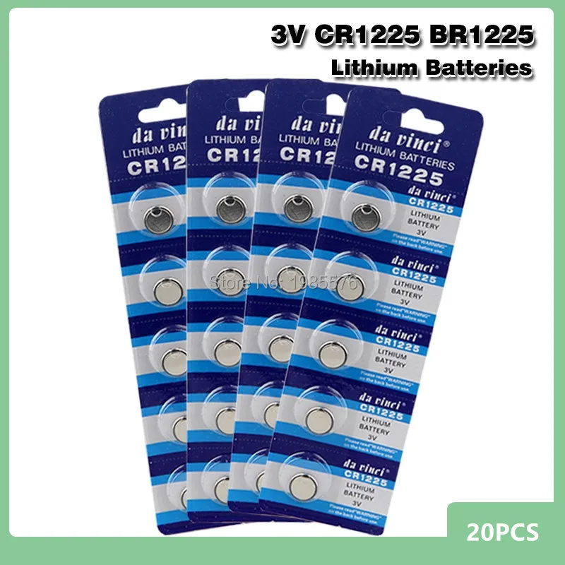 20 ชิ้น/แพ็คCR1225 แบตเตอรี่ลิเธียมLM1225 BR1225 KCR1225 เซลล์แบตเตอรี่ 3V CR 1225 สำหรับนาฬิกาของเล่นอิเล็กทรอนิกส์remote