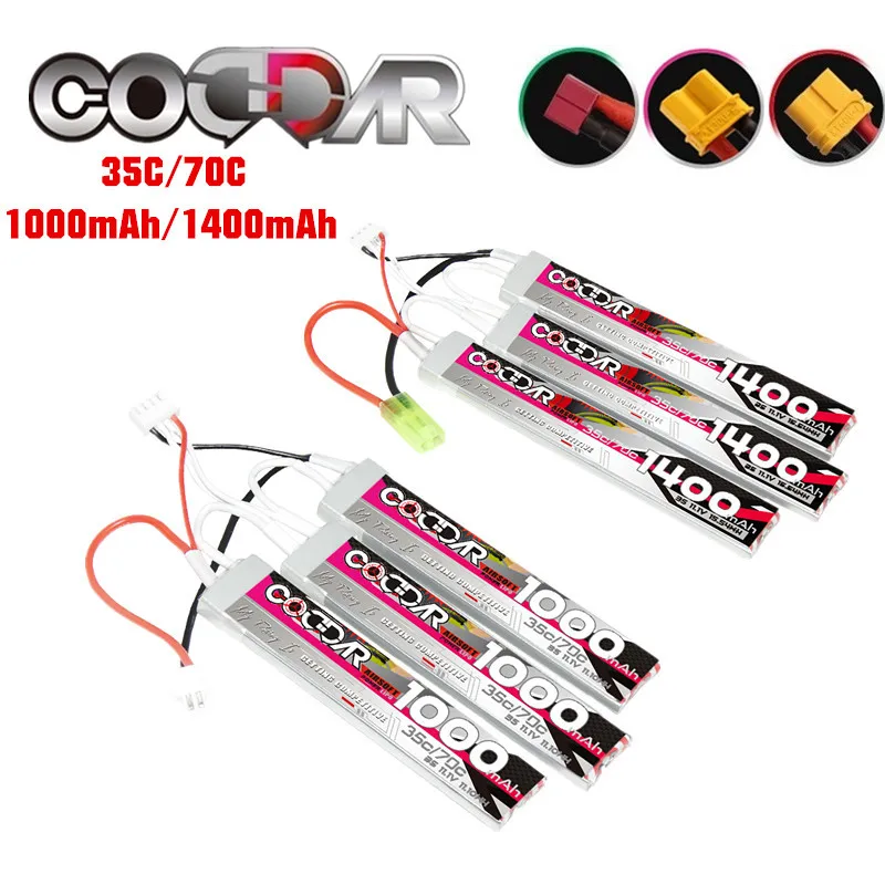 3S Water Gun Lipo Battery 11.1V 1000mAh 1400mAh 35C/70C For Mini Airsoft BB Air Pistol Electric Toys RC Parts With T/XT30 Plug