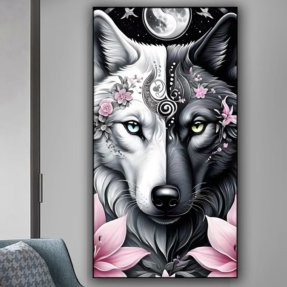 Moon Black Wolf diamond painting New 2025 Diy Jewelry cross stitch Full Square/Round Diamond Mosaic Embroidery Home Decor Gift