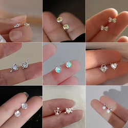 Fashion Piercing Stud Earrings Zircon Crystal Small Arrow through Heart Earring for Women Teen Party Charms Simple Ear Jewelry