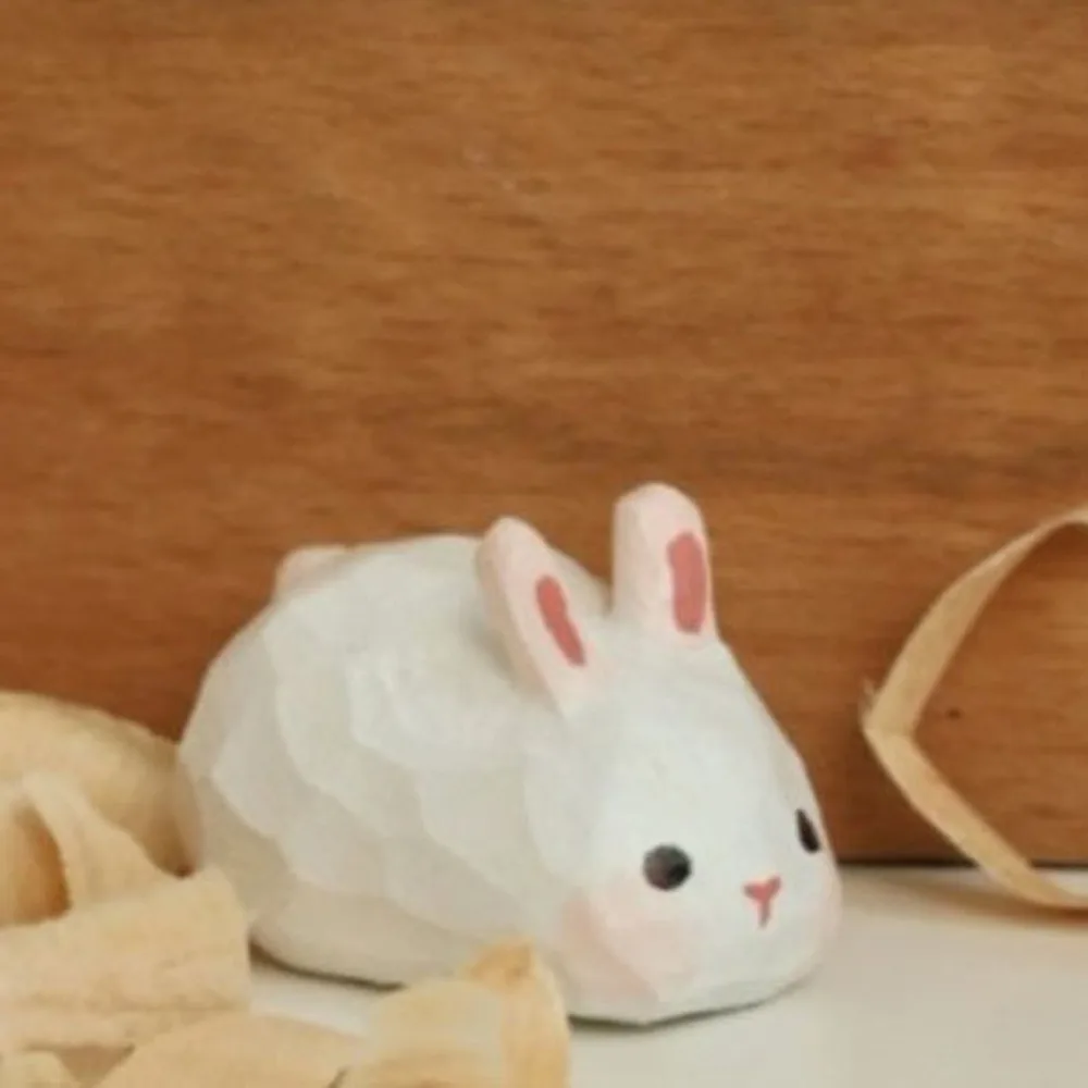 Cartoon Characters Wooden Carving Cat Ornament Dog Crafts Animals Ornament Cute Cartoon Small Rabbit Model Kids