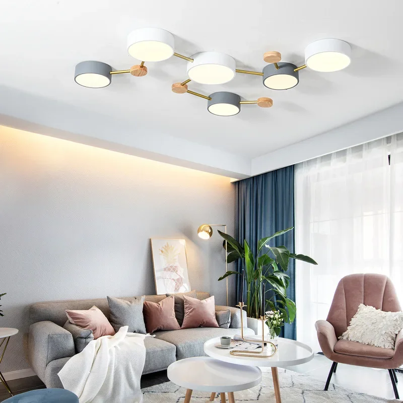 

2025 Nordic Wood Ceiling Chandelier Light AC 220V LED Living Room Ceiling Lamp For Bedroom Children Baby Kids Room Decorative De