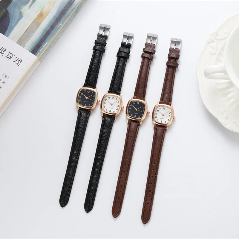 Relojes de lujo Retro para mujer, reloj de esfera cuadrada, correa trasera, relojes de pulsera elegantes, reloj femenino