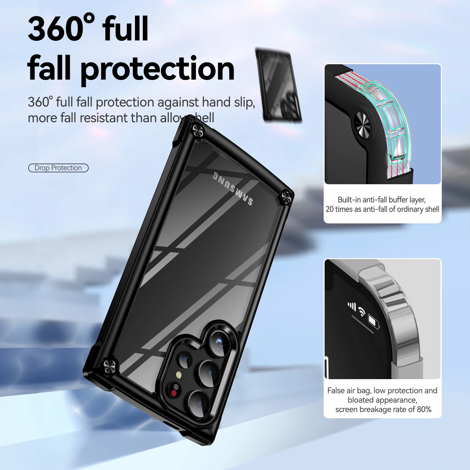 Rugged Heavy Duty Bumper Case For Samsung S24 S23 S22 S21 Plus Ultra A54 A34 A24 A14 A15 5G Hybrid Shockproof Armor Clear Cover