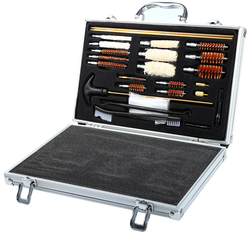 

Gun Barrel Cleaning Kit Brushes Set Aluminum Tool & Case for Rifles Shotguns Protective Box Tool & Case Cleaning Accessory
