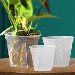 Root Control Transparent Flower Pots With Tray Plastic Plant Pots Breathable Nursery Pots For Planting Orchids Garden Supplies